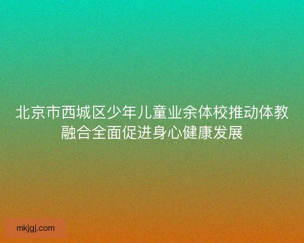 北京市西城区少年儿童业余体校推动体教融合全面促进身心健康发展